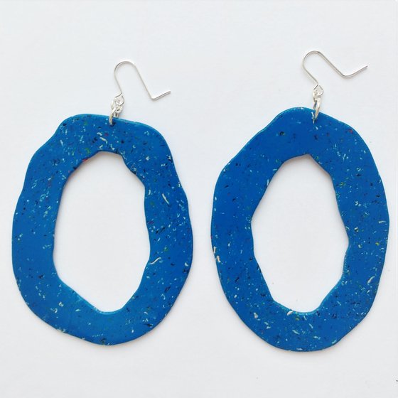 Image of Look Lauren Buffed Granite Hoops in Blue